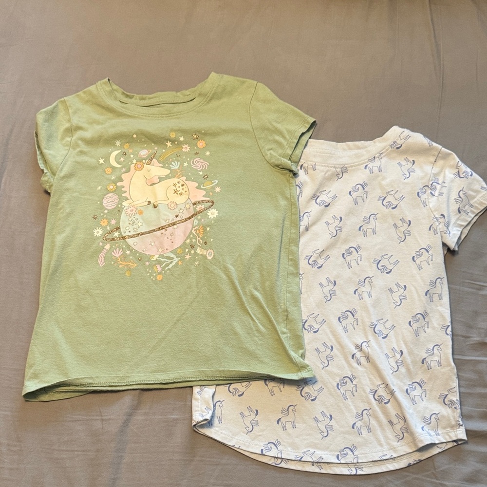 Cat & Jack (2) Unicorn Graphic T-shirts - Size S (6/6x)